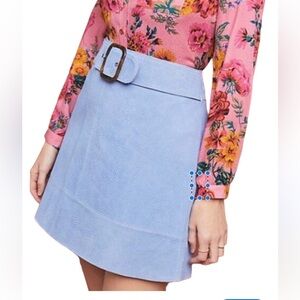 ANTHROPOLOGIE BLUE SNAKE EMBOSSED LEATHER MINI SKIRT SZ 14